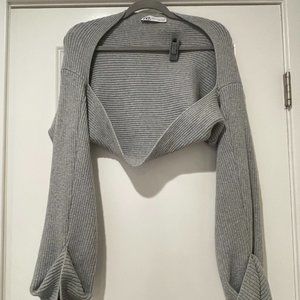 Zara Gray Shrug with Flared Sleeves